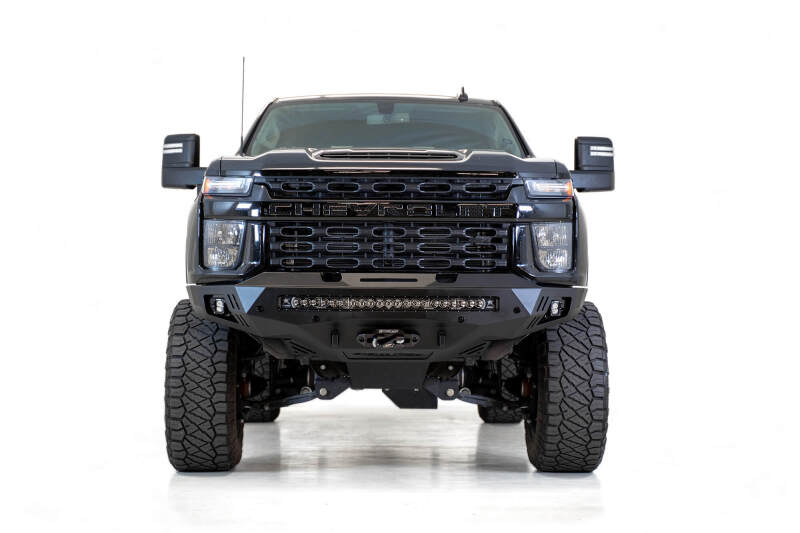 Chevrolet Silverado 2500 Bumper - Front - Addictive Desert Designs - Stealth Fighter - Hammer Black with Satin Black Panels - `20-`27